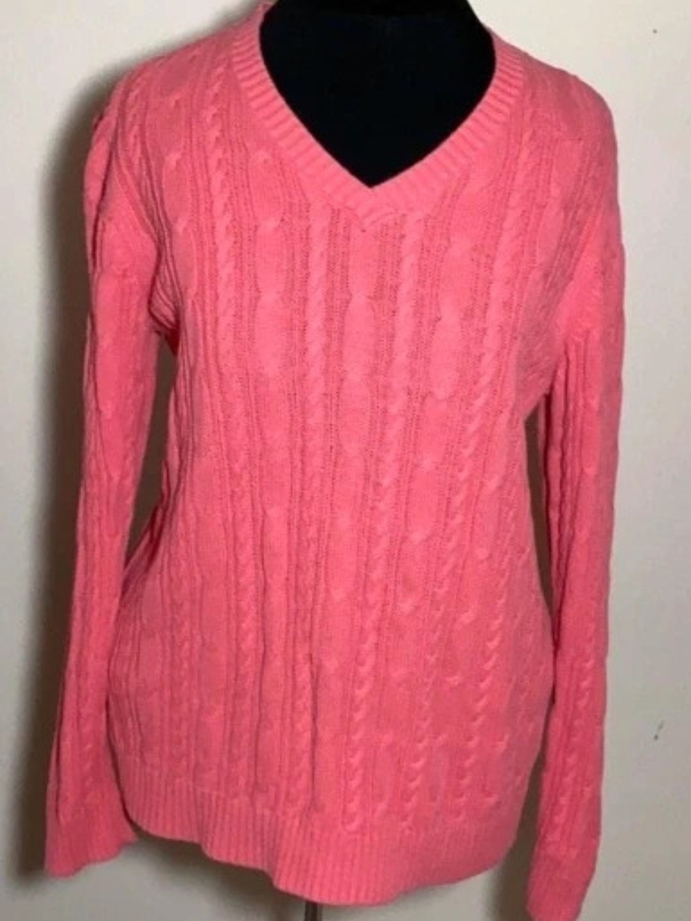 croft & barrow Coral Cable-Knit V-Neck Sweater